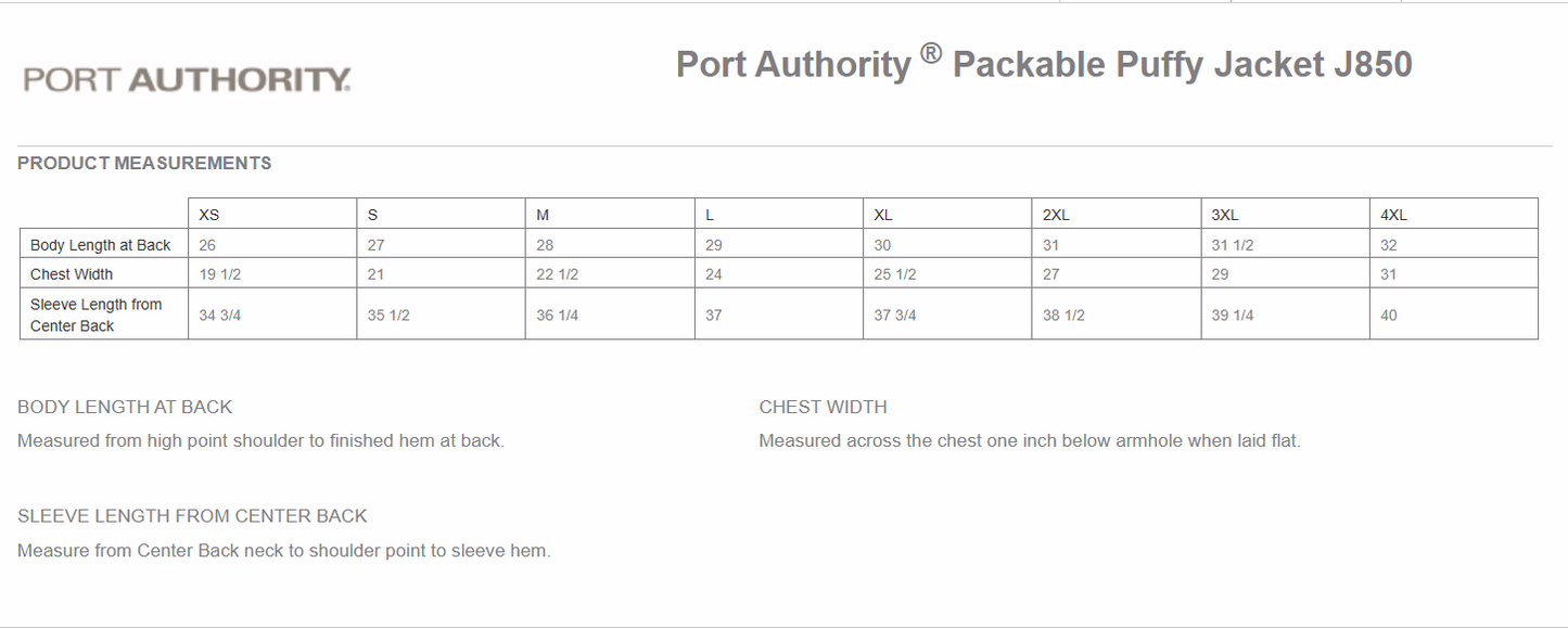 Port Authority Packable Puffy Jacket