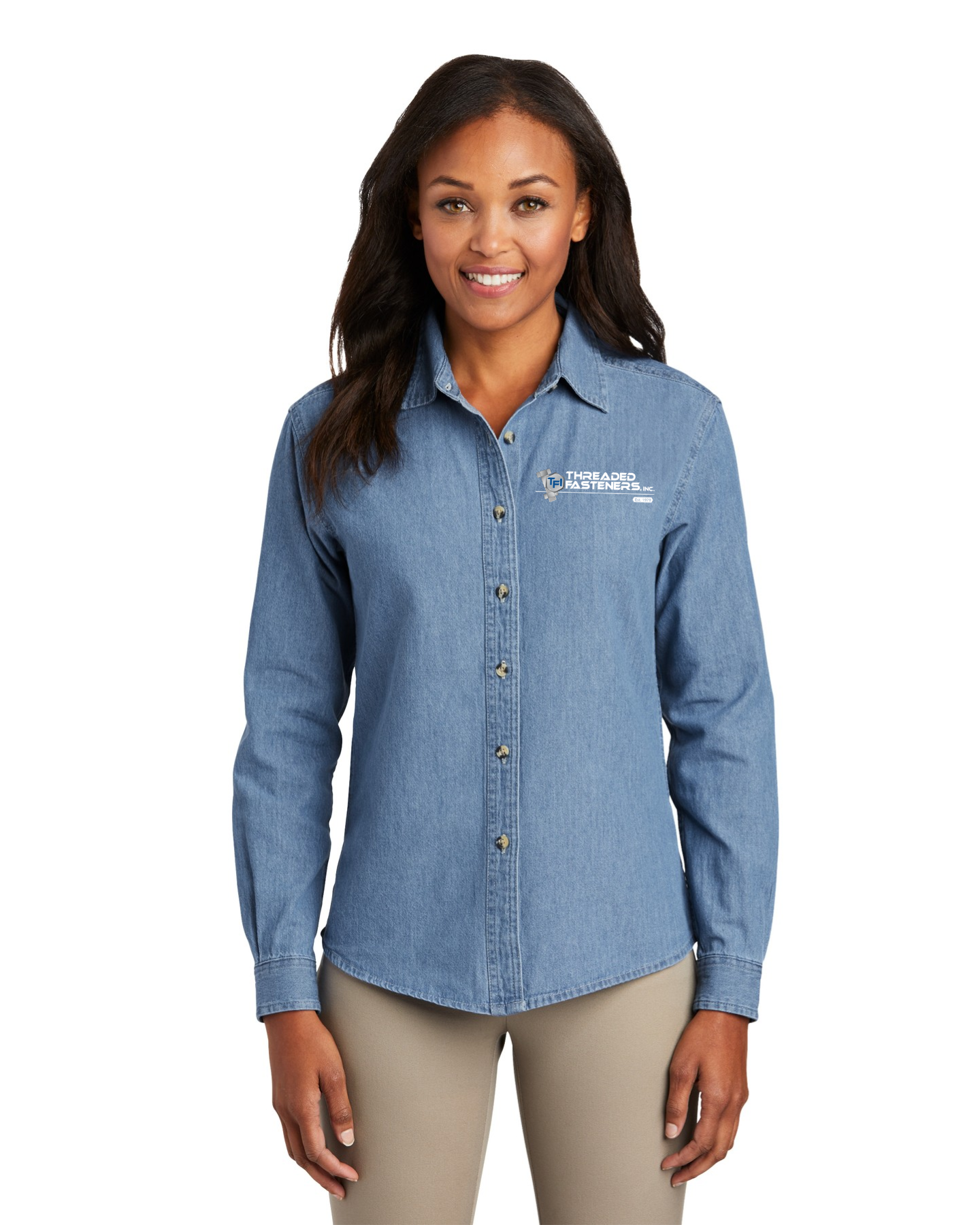 Port & Company Women's Short/Long Sleeve Denim Shirt