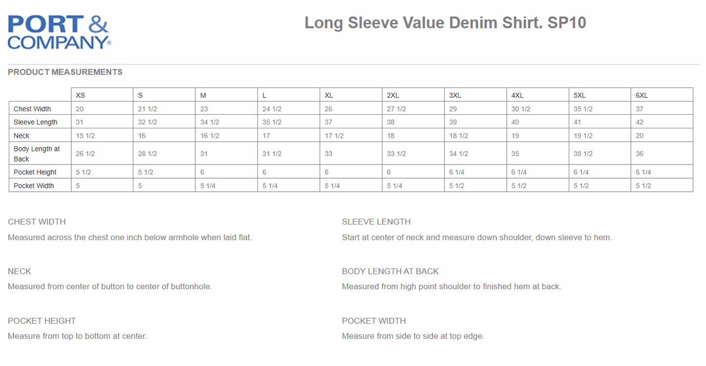 Port & Company Long Sleeve Denim Shirt