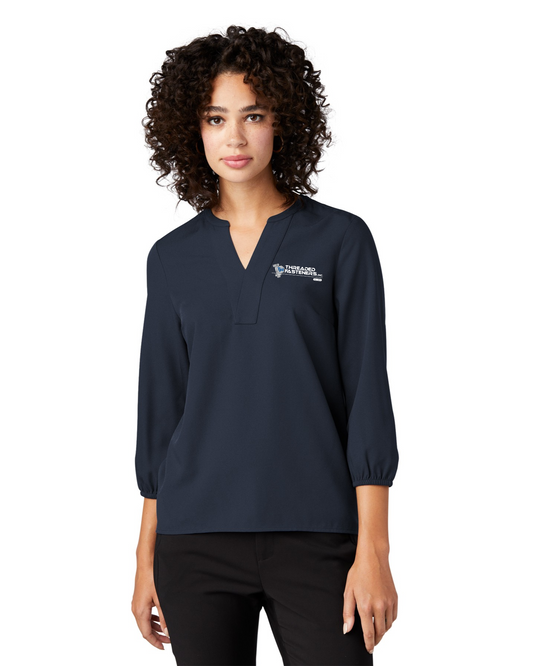 Mercer + Mettle Stretch Crepe 3/4 Sleeve Blouse